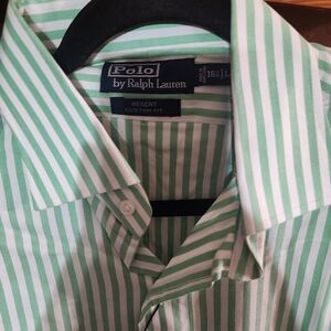Polo by Ralph Lauren Green Striped Men's Shirt